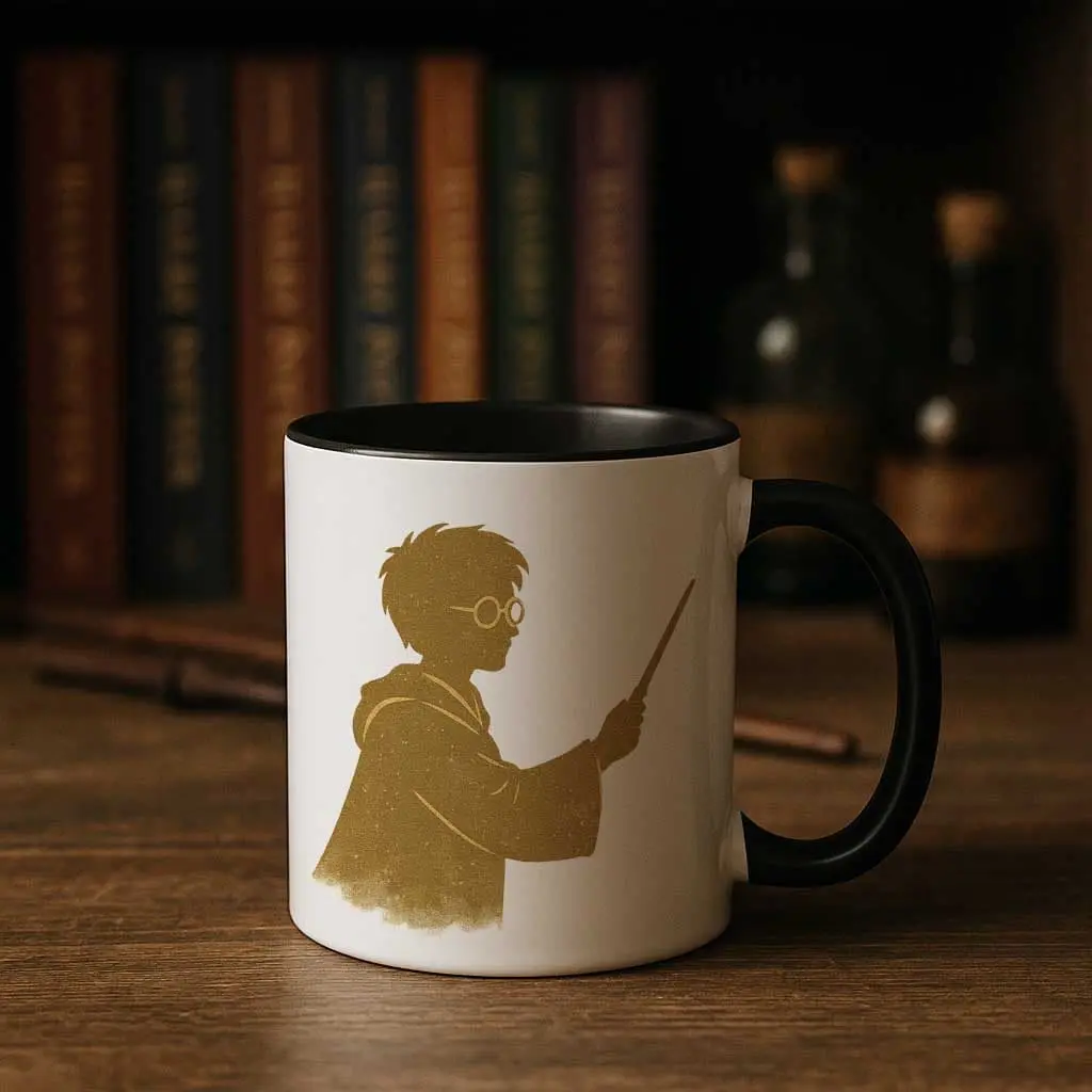 Harry Potter Wand Silhouette Mug – Gold Print