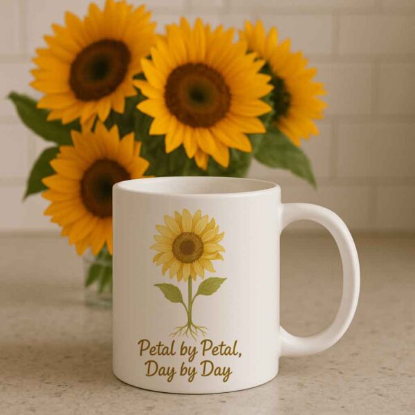 Sunflower mug Petal by Petal Day by Day