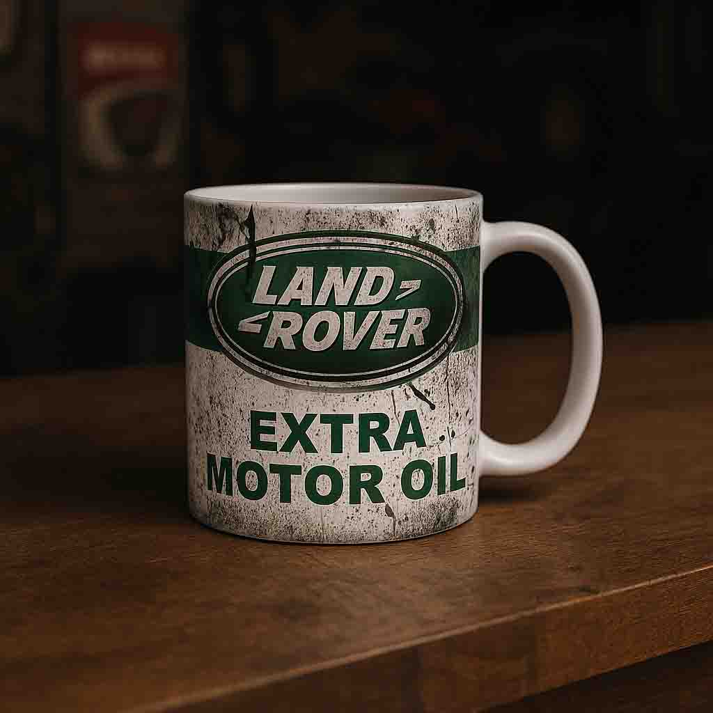 Land Rover 2 oil stain coffee mug