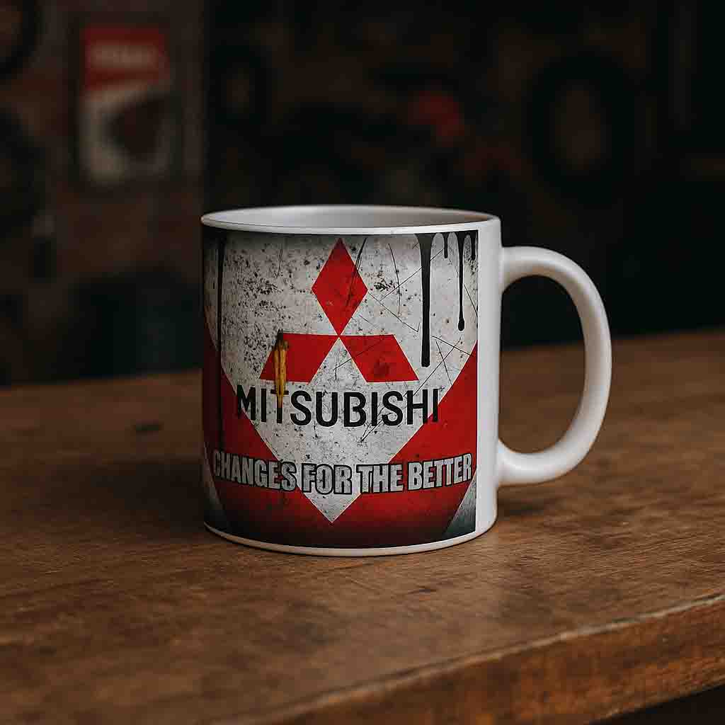 Mitsubishi Dirty oil coffee mug