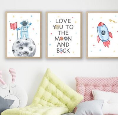 Watercolor Space Nursery digital Print