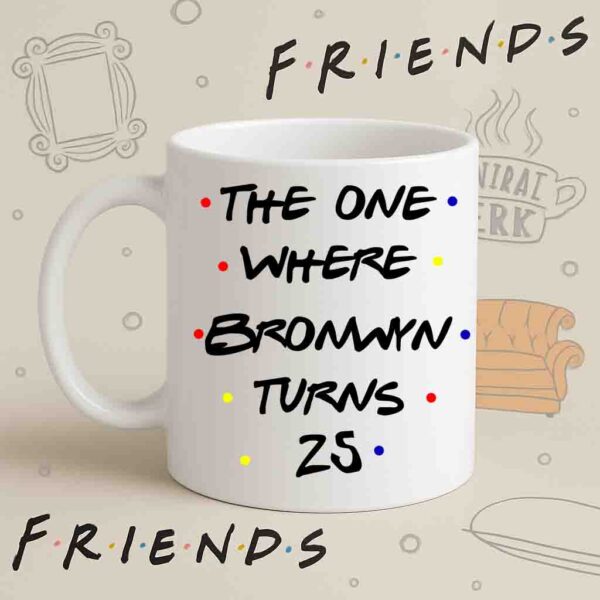 Friends Birthday Mug – “The One Where [Name] Turns [Age]” Custom Gift