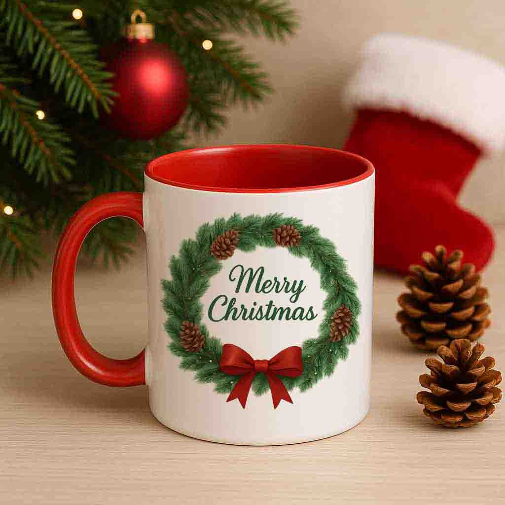 Christmas mug wreath design