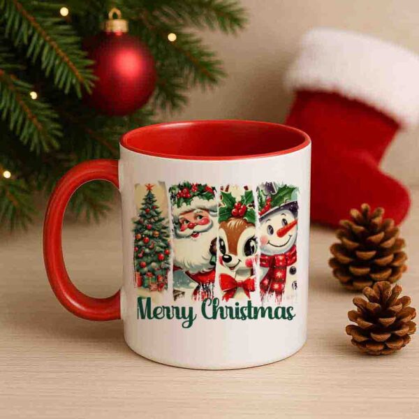 Christmas Mug – Santa Reindeer & Snowman Design