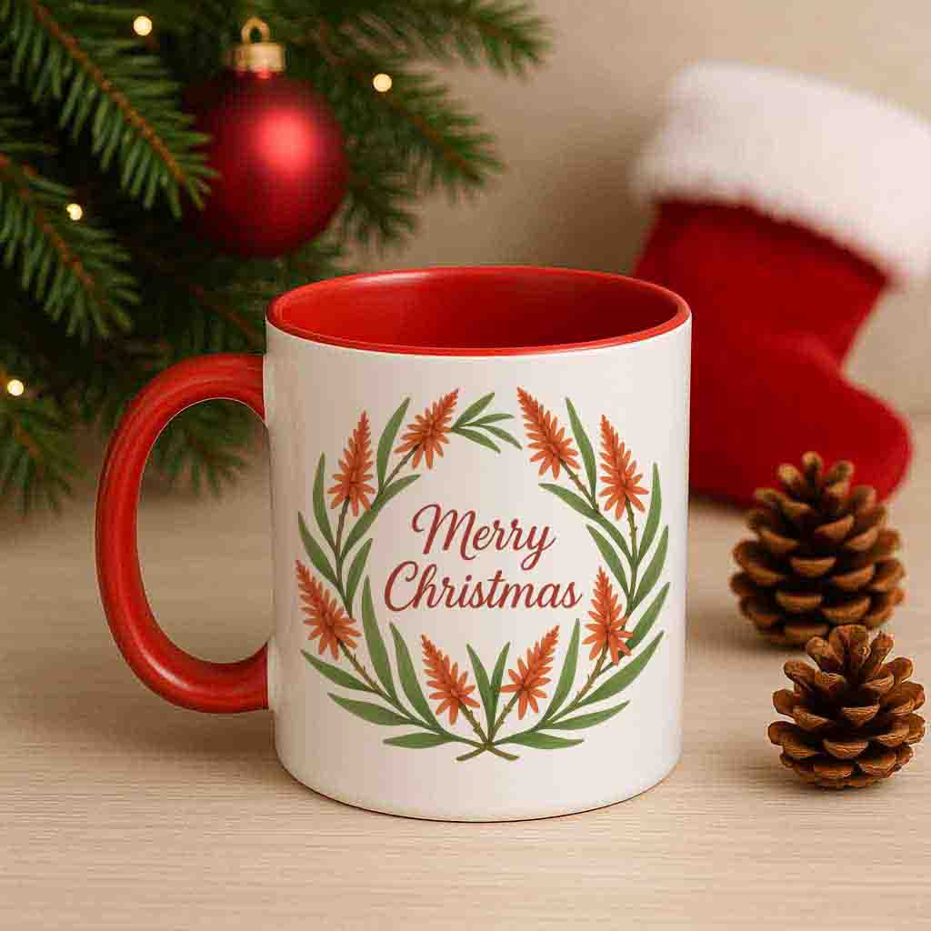 Christmas mug aloe wreath