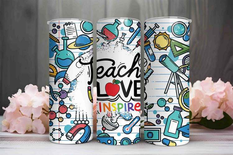 Teacher Tumbler – Teach Love Inspire Gift for Educators