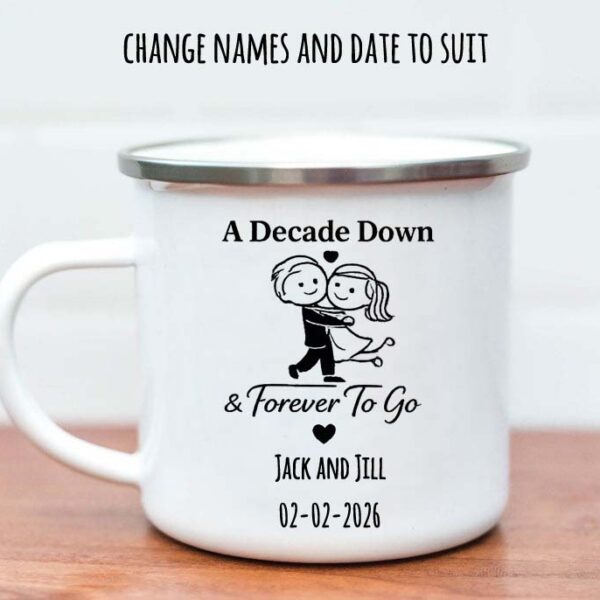 10 Year Anniversary Enamel Mug – A Decade Down