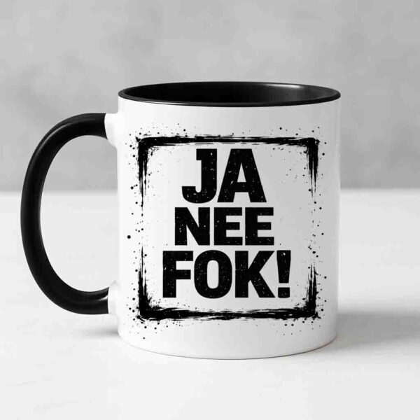 Ja nee fok mug with border