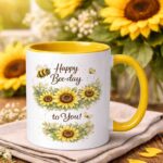 Sunflower Bee-day Birthday Mug