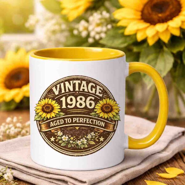 Vintage Sunflower Birthday Mug