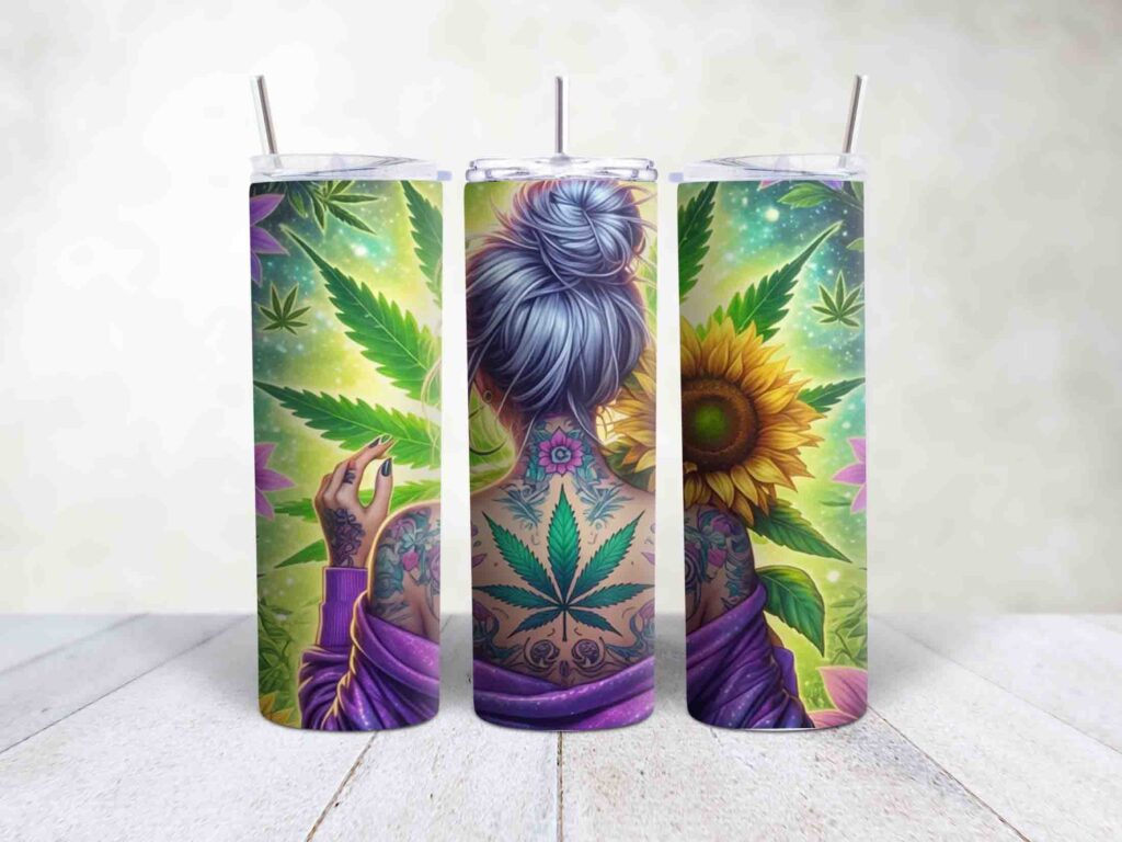 Boho Cannabis Lady Skinny Tumbler