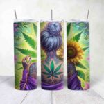 Boho Cannabis Lady Skinny Tumbler