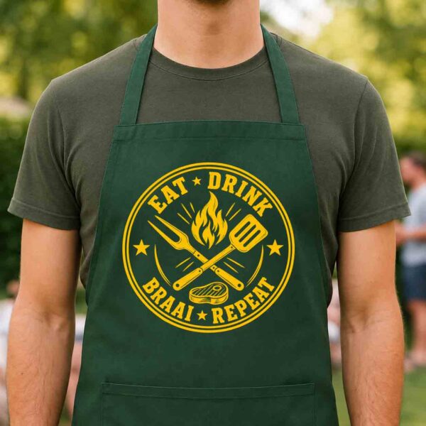 Eat Drink Braai Repeat Green Braai Apron