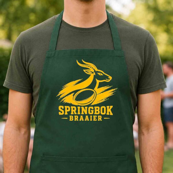 Springbok Braaier Green Rugby Braai Apron