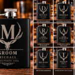Personalised Wedding Monogram Hip Flasks
