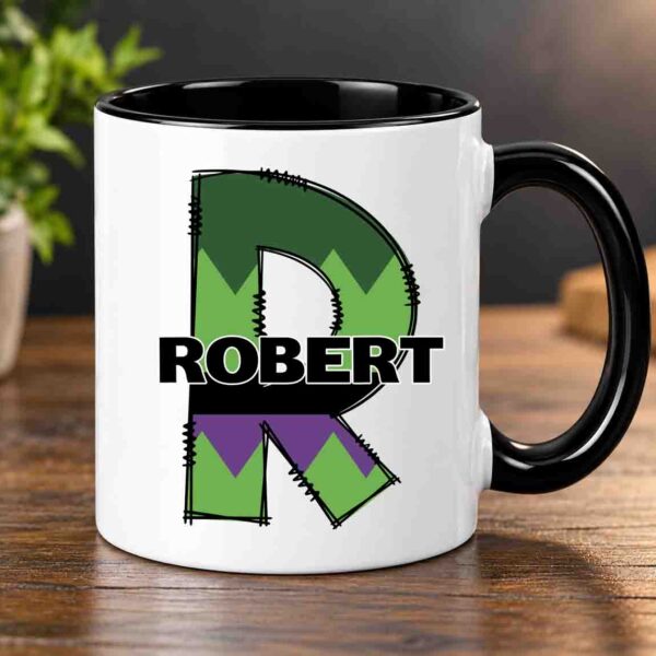 Superhero Initial and name mug Hulk