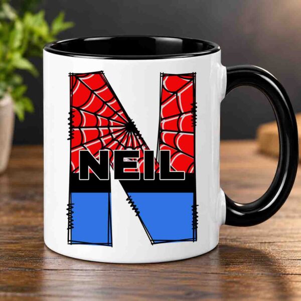 Superhero Initial and name mug Spiderman