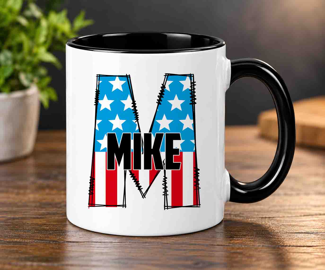 Superhero Initial and name mug Captain America