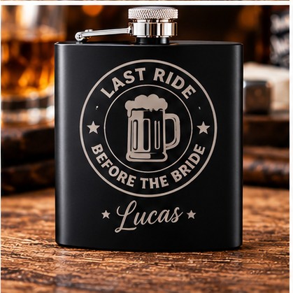 Last Ride Before the Bride Personalised Hip Flask