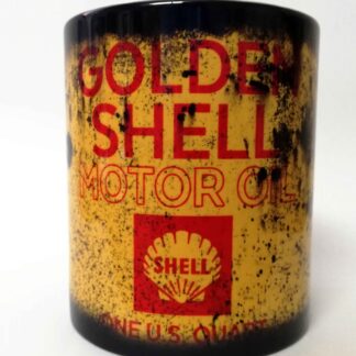 Messy oil can Coffee mug Golden Shell White