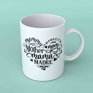 Mama words heart shape coffee mug
